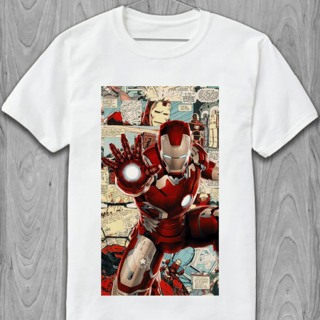 Мужская футболка Iron Man poster из хлопка