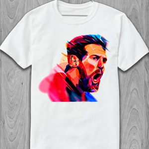 Футболка Messi, shouting portrait 