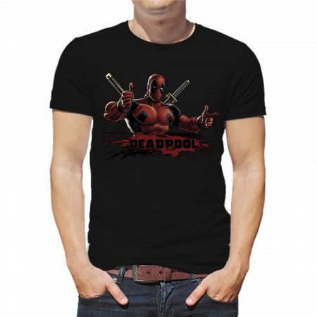 Мужская футболка "Deadpool Logo with hero" из хлопка