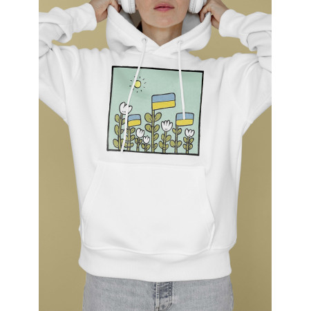 Худи Украинские флаги в поле, трехнитка