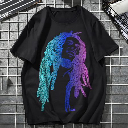 Футболка Bob Marley, gradient art из хлопка