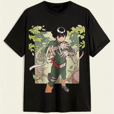 Футболка по мотивам  аниме Наруто "Naruto" Rock Lee хлопковая