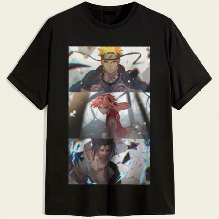 Футболка за мотивами аніме Наруто "Naruto", Узумакі, Саске Учіха, Сакура Харуно бавовняна