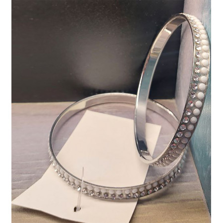 Браслет с нержавеющей стали со стразами диаметр 7 мм серебристый