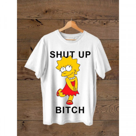 Футболка Лиза Симпсон Shut up bitch хлопковая