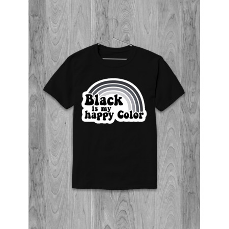 Футболка Black is my happy color (black rainbow) хлопковая