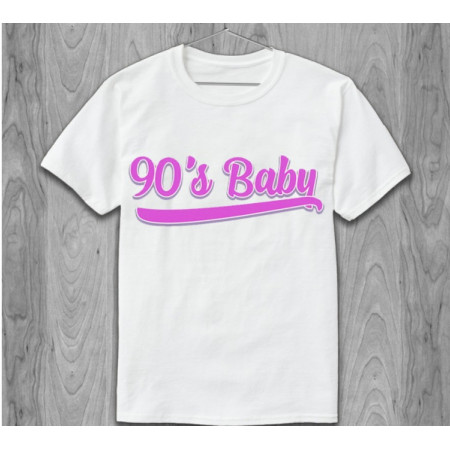 Футболка 90s Baby (напис рожевим) бавовняна