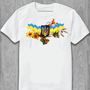 Футболка Символы Украины: Флаг, герб, калина, чернобрывцы, подсолнухи