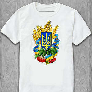 Футболка Символы Украины: Флаг, герб, пшеница, калина