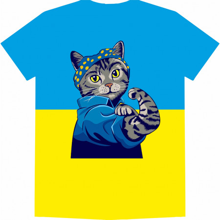 Футболка Котик-патриот хлопковая