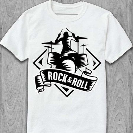 Футболка Rock N Roll (барабаны) из хлопка