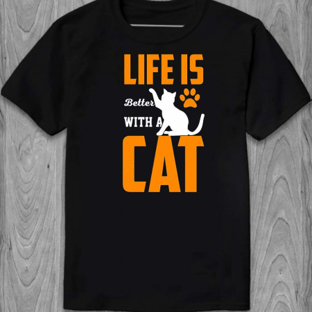 Футболка Life is better with a cat
