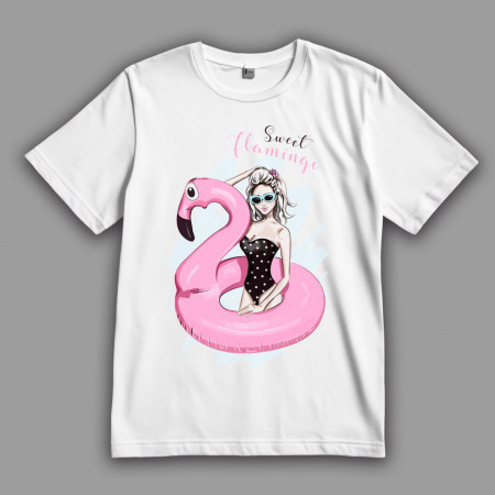 Женская футболка Пляжный круг Фламинго