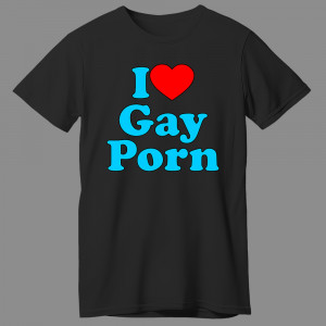 Футболка I love Gay Porn (голубая надпись)