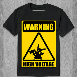 Футболка Пикачу Warning High Voltage