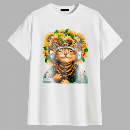 Футболка Cat with sunflowers