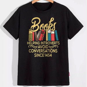 Футболка Books helping introverts avoid conversation Футболка Books helping introverts avoid conversation