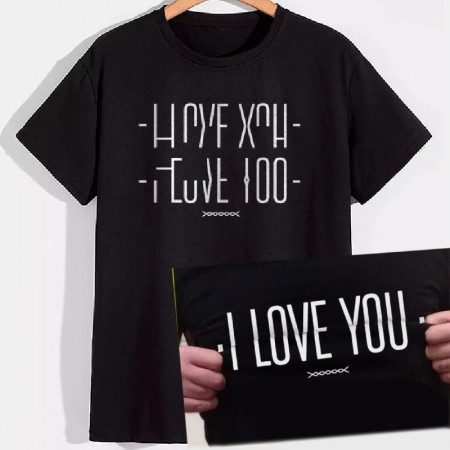 Мужская футболка Зашифрованная надпись I love you