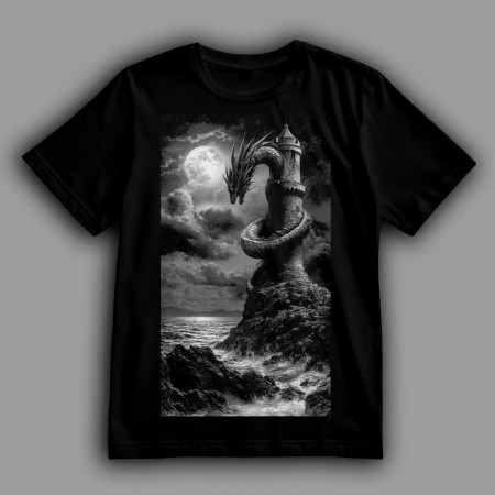 Футболка Морской змей на маяке в полночь