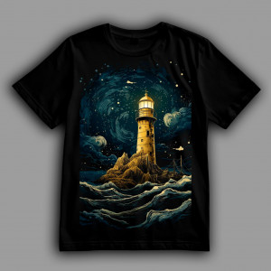 Футболка Світло маяка на фоні нічного неба