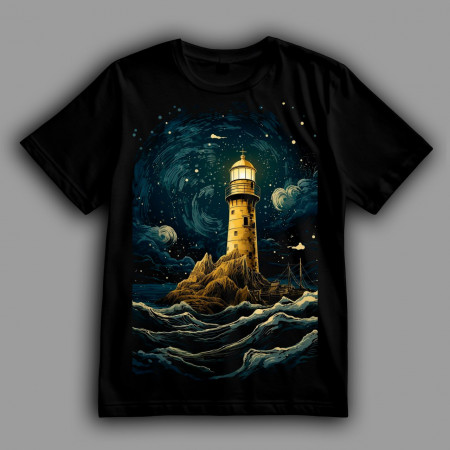 Футболка Свет маяка на фоне ночного неба