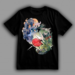 Футболка Hollow Knight приключения Хорнет и Полого Рыцаря