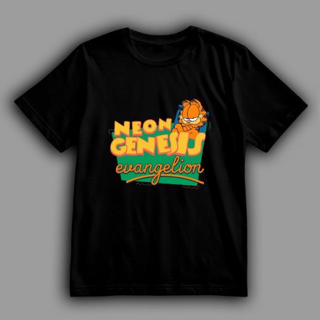 Футболка кроссовер Garfield и Evangelion 