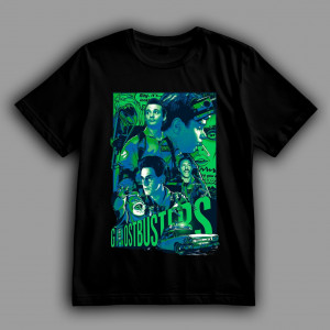 Футболка Ghostbusters Неоновый коллаж из охотников