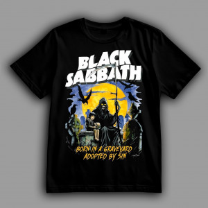 Футболка Black Sabbath Народжений на цвинтарі, усиновлений гріхом