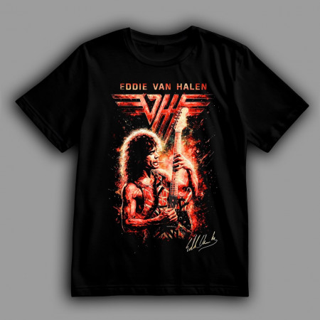 Футболка Eddie Van Halen c сигаретой и увлечен игрой