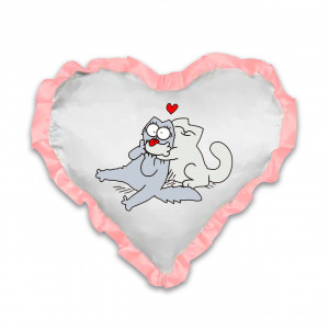 Плюшевая атласная с рюшами в форме сердечка "Влюбленные котики"