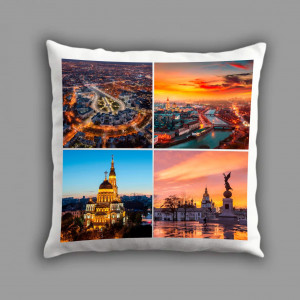 Плюшева подушка квадратної форми "Вечірній Харків"