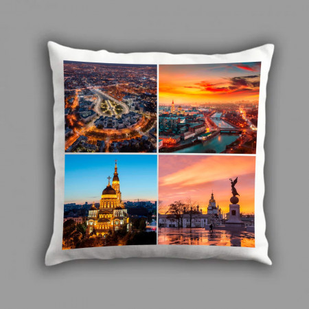 Плюшевая подушка квадратной формы "Вечерний Харьков"