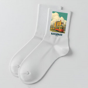 Шкарпетки з принтом Харківський трамвайчик