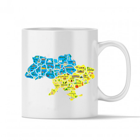Чашка Карта Украины с основными символами областей