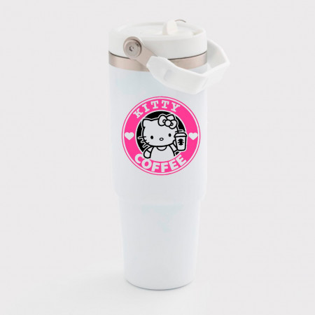 Термокухоль Kitty coffee зі складною ручкою високої якості