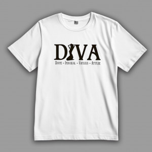 Женская футболка DIVA (Divine Individual Virtuous Attitude – Божественное Индивидуальное Добродетельное Отношение)
