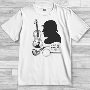 Футболка Атрибуты знаменитого детектива Шерлока Холмса