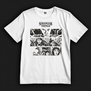 Футболка "Дуже дивні справи". Головні герої у стилі комікс