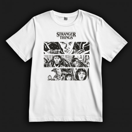 Футболка "Очень странные дела". Главные герои в стиле комикс
