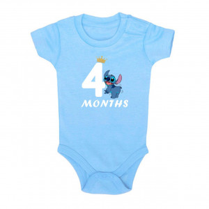 Детское боди для мальчика со Стичем и надписью четыре месяца