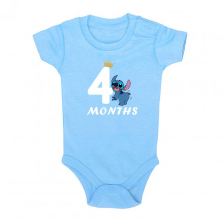 Детское боди для мальчика со Стичем и надписью четыре месяца