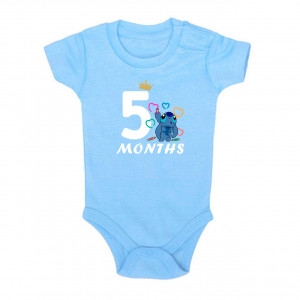 Детское боди для мальчика со Стичем и надписью пять месяцев
