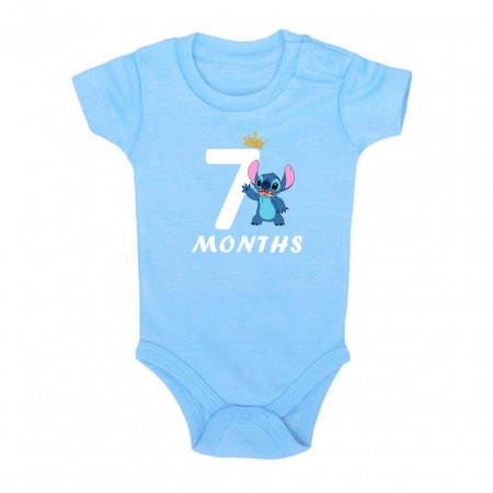 Детское боди для мальчика со Стичем и надписью семь месяцев