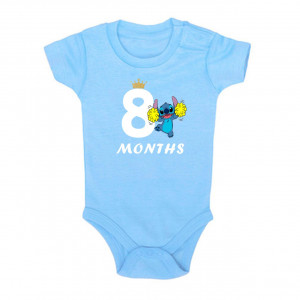 Детское боди для мальчика со Стичем и надписью восемь месяцев