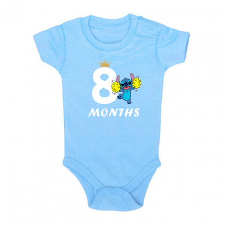 Детское боди для мальчика со Стичем и надписью восемь месяцев