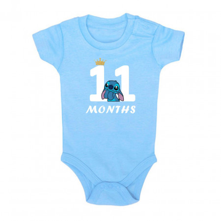 Детское боди для мальчика со Стичем и надписью одиннадцать месяцев 