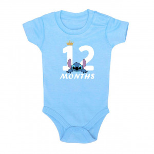 Детское боди для мальчика со Стичем и надписью двенадцать месяцев