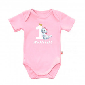 Детское боди для девочки с кошечкой Мари и надписью один месяц