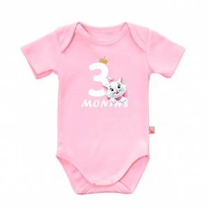 Дитячий боді для дівчинки з кішечкою Марі та написом три місяці